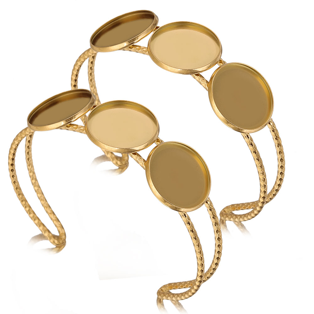 Jewelry Making Supplies Wholesale - 2pcs Stainless Steel Gold Plated Open