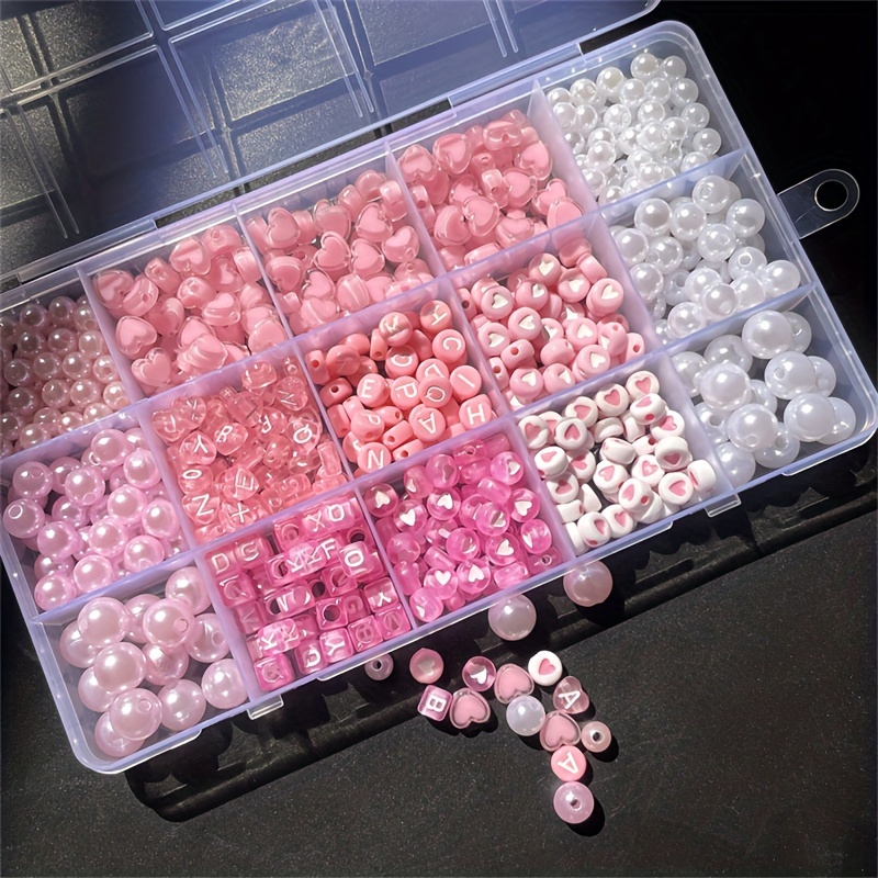 Jewelry Making Diy Kit - 10-piece pink alphabet box, acrylic beads,