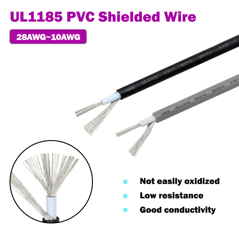 Wire 22 Gauge Copper - 1~10M UL1185 PVC Shielded Wire 28