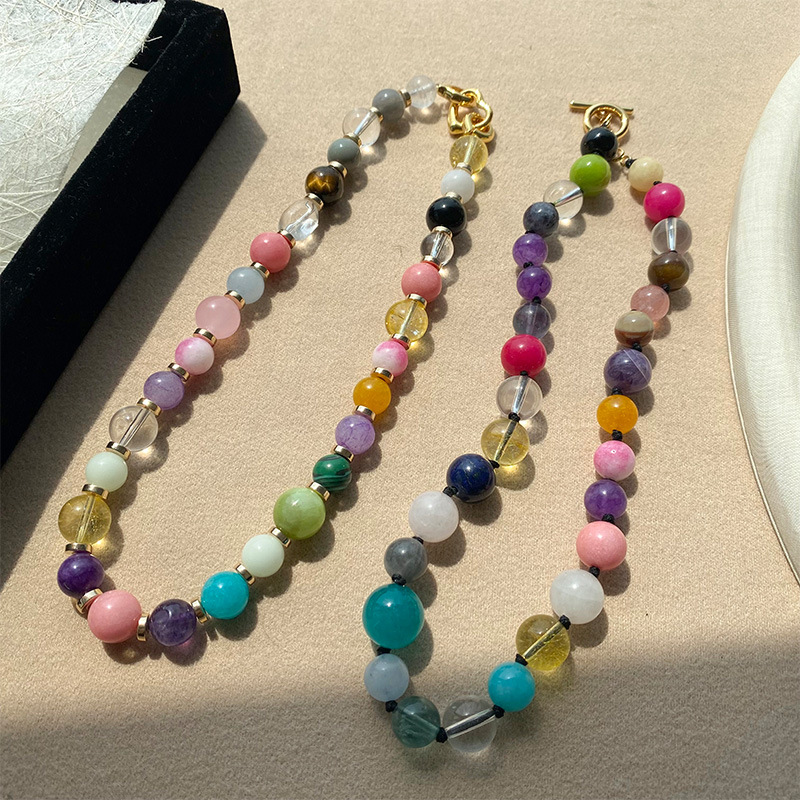 Crystal Bead Mix - Niche Vintage Round Bead Necklace with