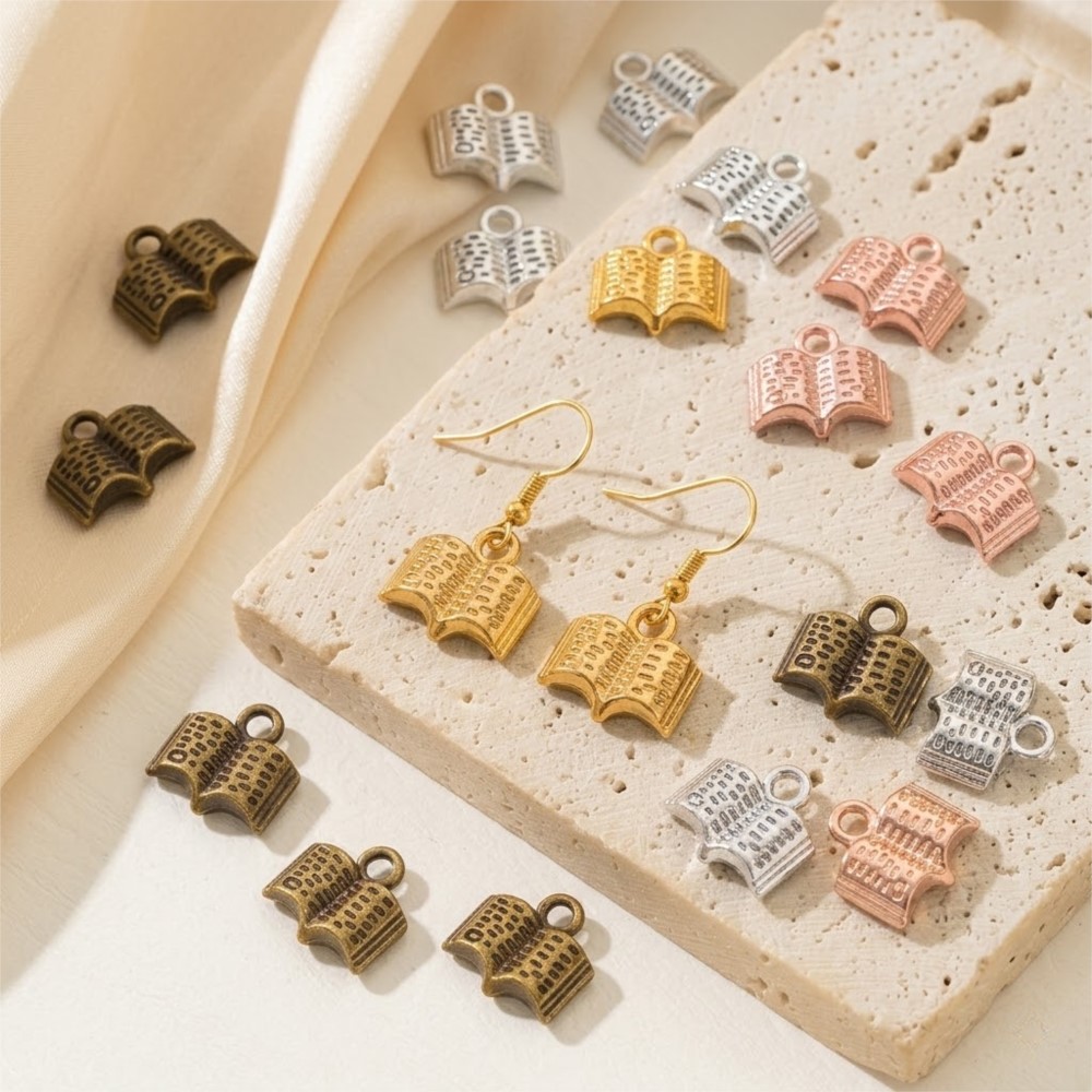 10/20/100pcs Charms Open Book  - Jewelry Making Guide Book recension och pris