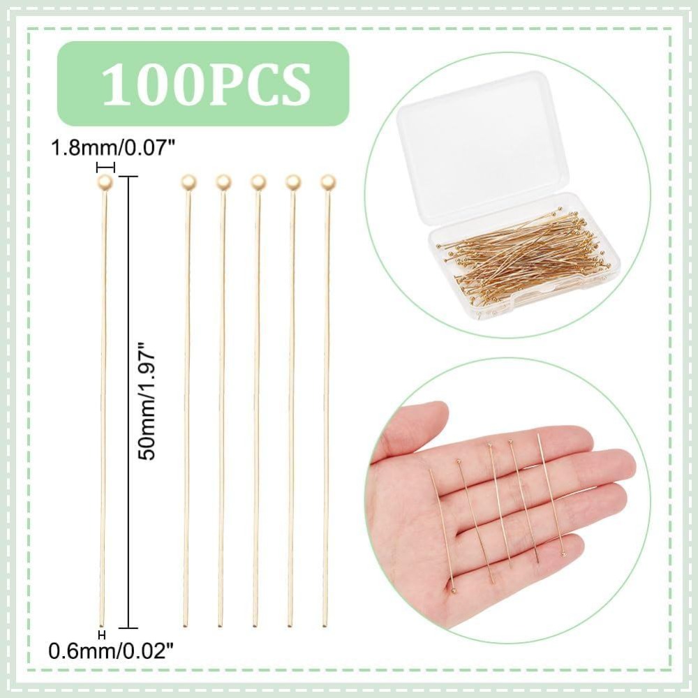 100Pcs Real 24K Gold Plated Ba - Eyepin Ball End recension och pris