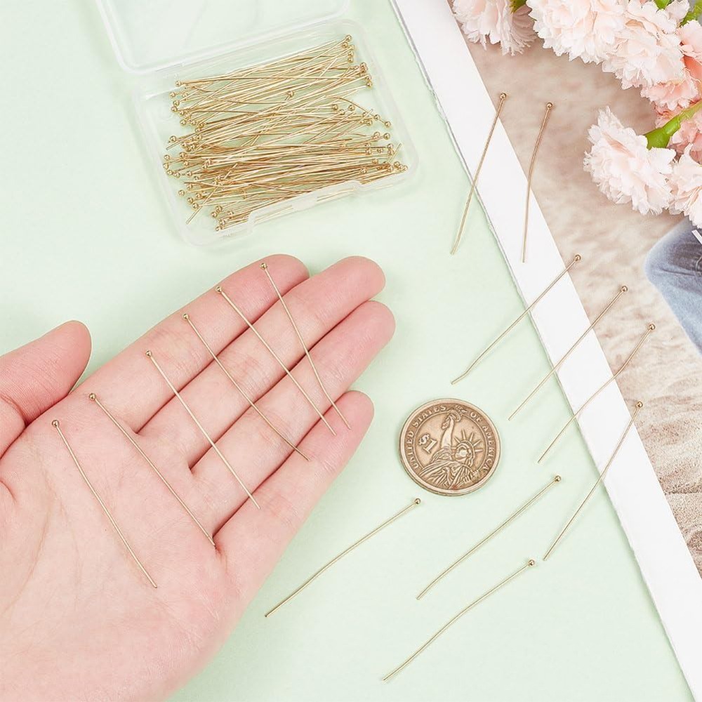 100Pcs Real 24K Gold Plated Ba - Eyepin Ball End recension och pris