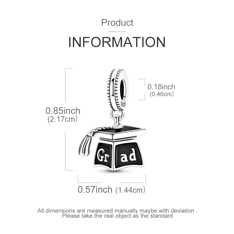 Grad Cap Charms 925 Sterling S - Jewelry Making Diploma recension och pris