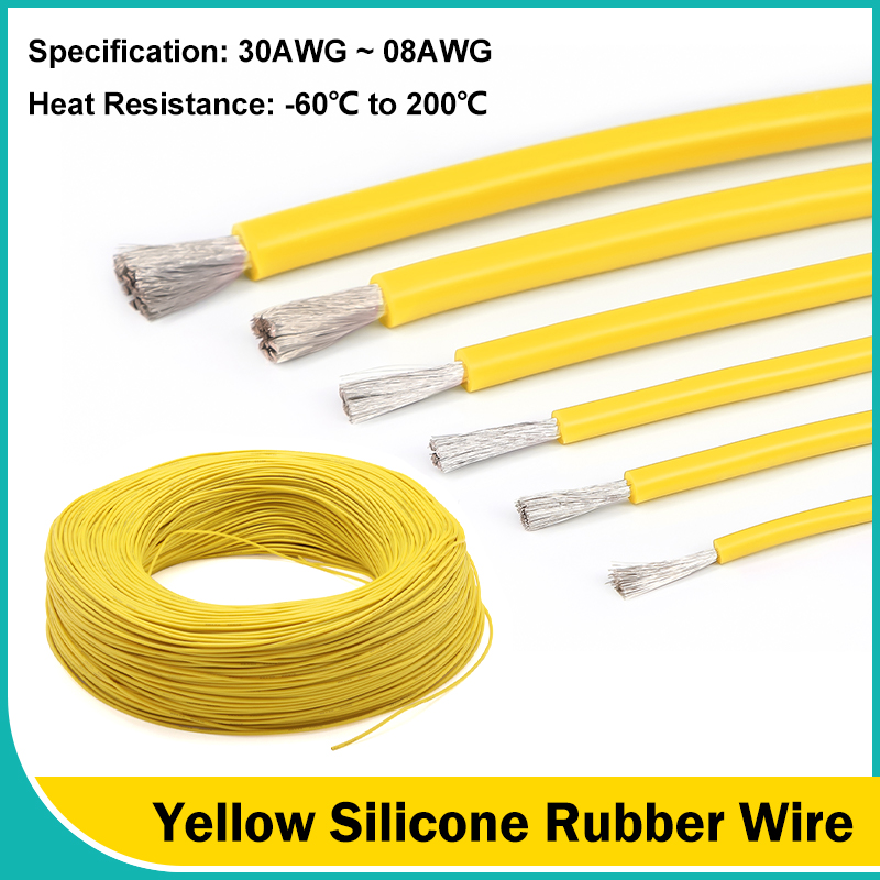 Yellow Soft Silicone Rubber Wi - Wire 22 Gauge Copper recension och pris