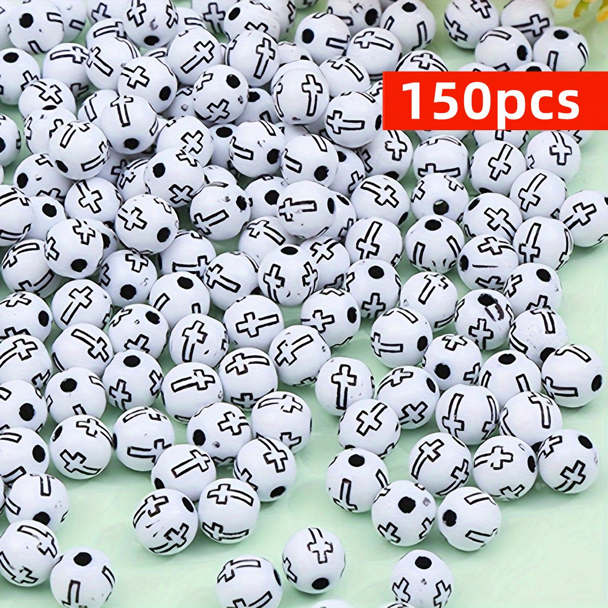 8mm 150pcs Black and White Cro - Jewelry Making Business recension och pris