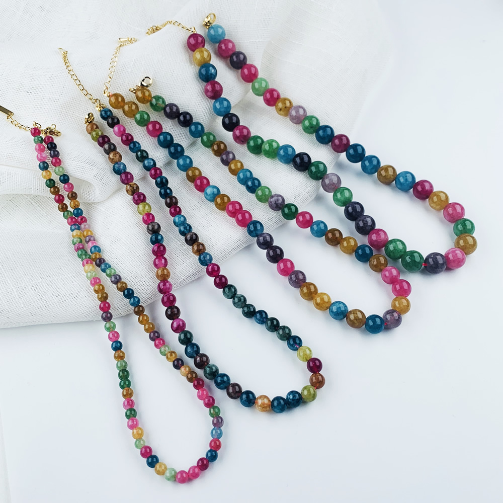 Colorful Tourmarline Stone Nec - Crystal Bead Mix recension och pris