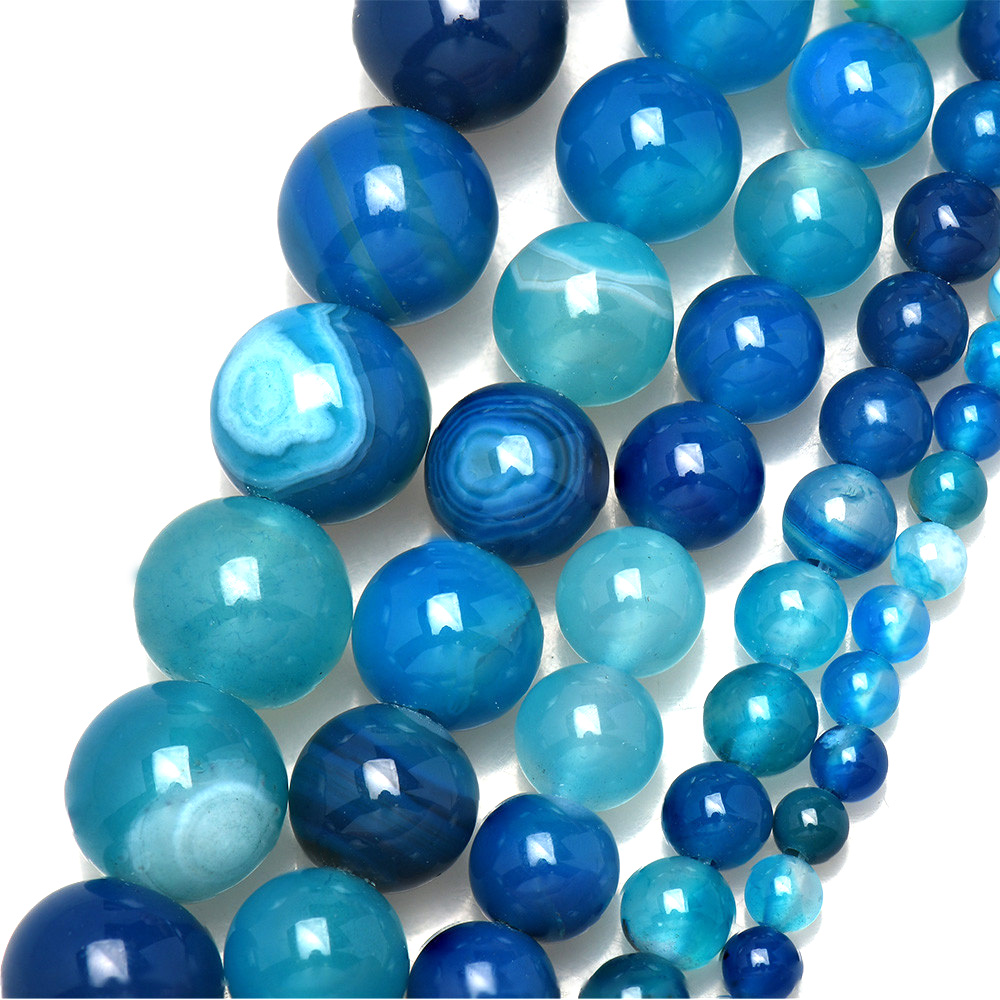 Natural Stone Banded Blue Lace - Jewelry Making Gemstones recension och pris