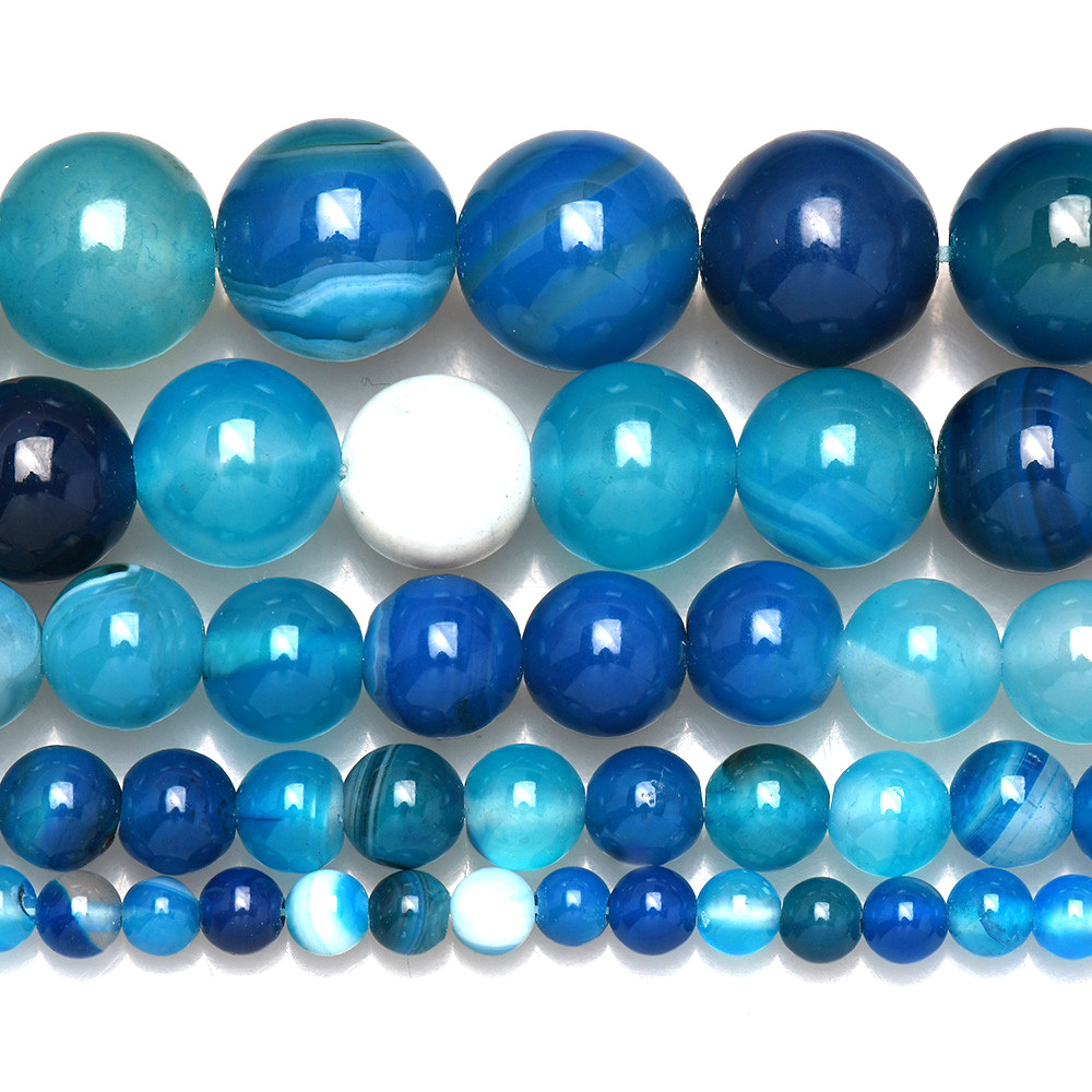 Natural Stone Banded Blue Lace - Jewelry Making Gemstones recension och pris