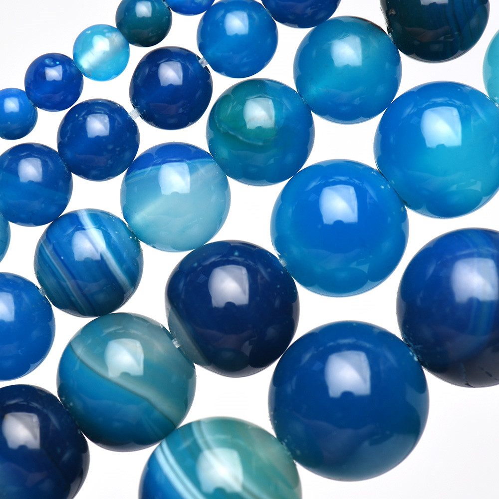 Natural Stone Banded Blue Lace - Jewelry Making Gemstones recension och pris