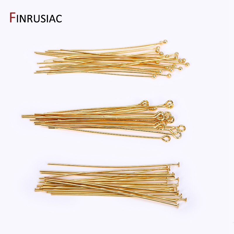 50PCS/lot 18k Gold Plated Bras - Eyepin Ball End recension och pris
