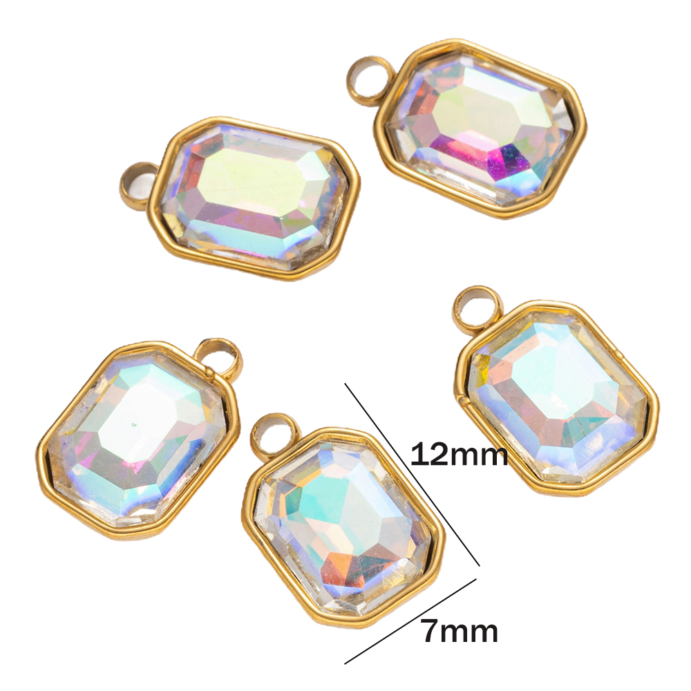 5pcs Stainless Steel Glass Rhi - Jewelry Making Gemstones recension och pris