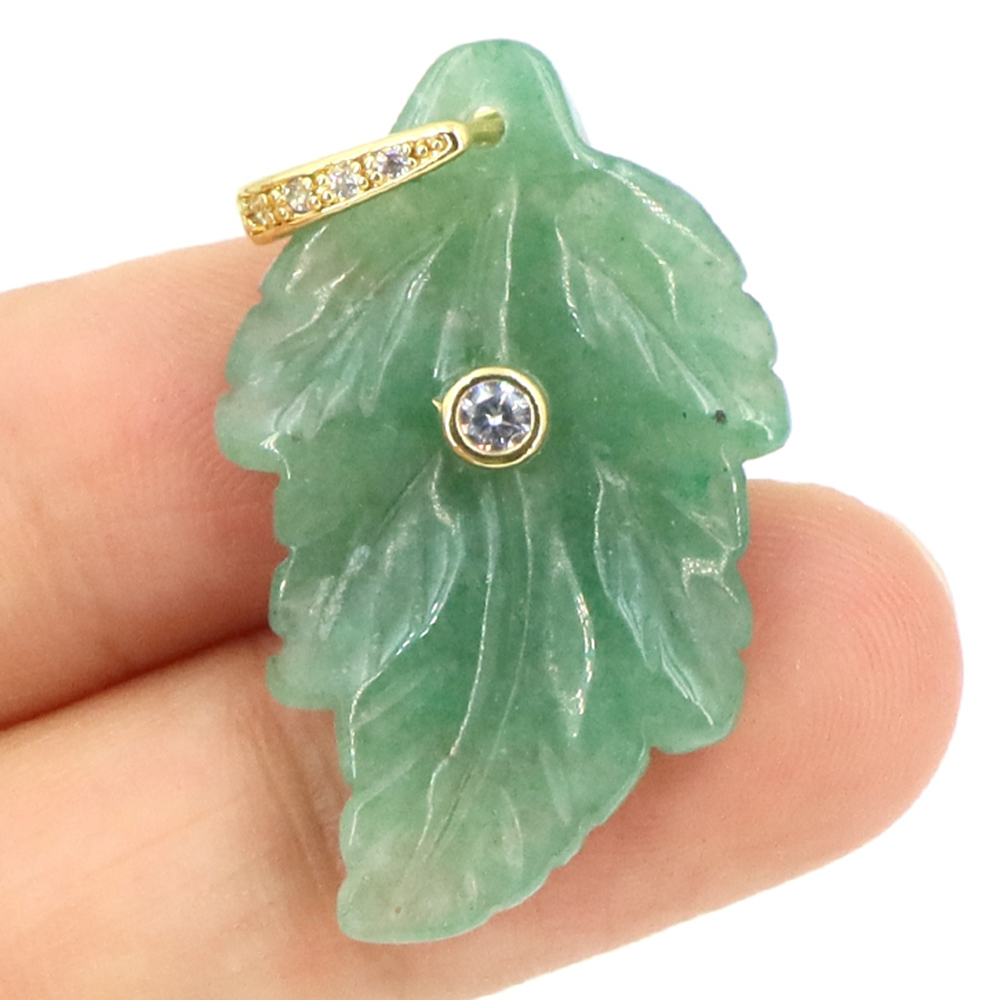 Natural Stone Leaf Pendant Hea - Jewelry Making Gemstones recension och pris