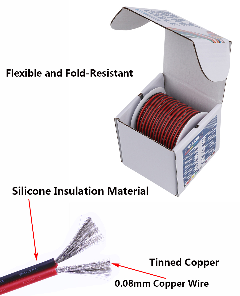 2 Pin Black Red Silicone Cable - Wire 22 Gauge Copper recension och pris