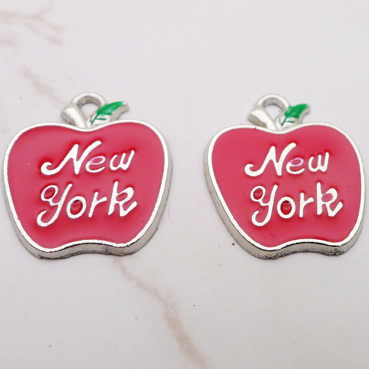 10Pcs Enamel Apple New York Ch - Jewelry Making York recension och pris