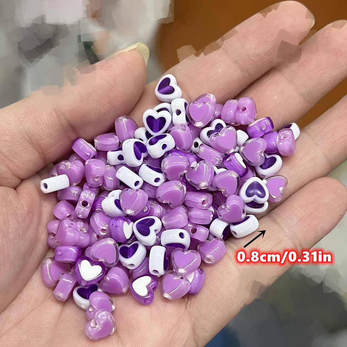 122pcs 8mm Purple Peach Heart  - Jewelry Making Business recension och pris